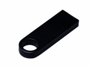 USB 2.0-флешка на 32 Гб с мини чипом и круглым отверстием, черный — изображение 3
