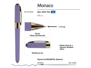Ручка пластиковая шариковая Monaco, 0,5мм, синие чернила, лавандовый — изображение 3