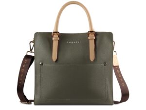 Сумка-портфель женская BUGATTI Ella, оливковая, полиуретан, 30х11,5х28 см — изображение 2