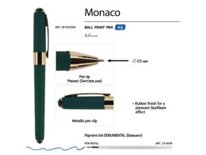 Ручка пластиковая шариковая Monaco, 0,5мм, синие чернила, зеленый — изображение 3