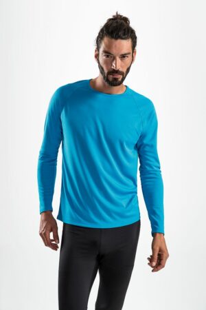 Футболка с длинным рукавом Sporty LSL Men, ярко-бирюзовая — изображение 4