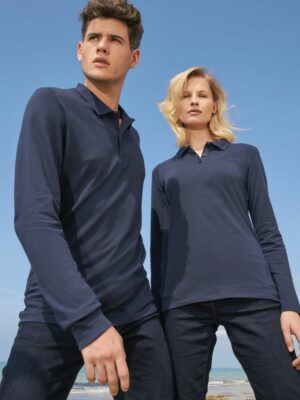 Рубашка поло мужская с длинным рукавом Perfect LSL Men, черный меланж — изображение 5