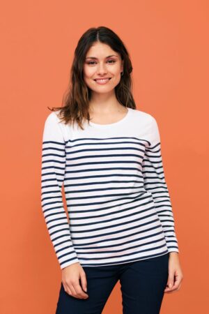 Футболка женская с длинным рукавом Matelot LSL Women, синяя с белым — изображение 4