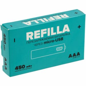 Набор перезаряжаемых батареек Refilla AAA, 450 мАч — изображение 6