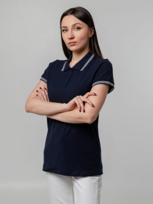 Рубашка поло женская Virma Stripes Lady, темно-синяя — изображение 9