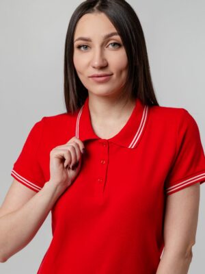 Рубашка поло женская Virma Stripes Lady, красная — изображение 9
