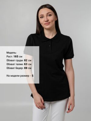 Рубашка поло женская Virma Stretch Lady, черная — изображение 4