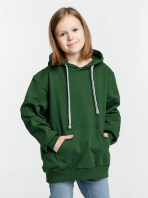 Толстовка с капюшоном детская Kirenga Kids, темно-зеленая — изображение 3