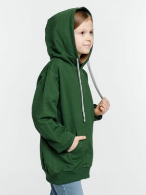 Толстовка с капюшоном детская Kirenga Kids, темно-зеленая — изображение 5