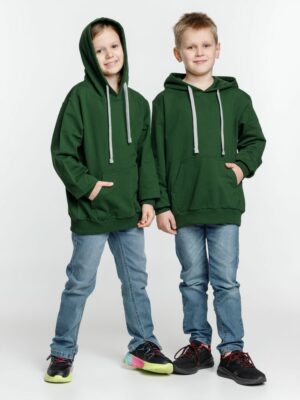 Толстовка с капюшоном детская Kirenga Kids, темно-зеленая — изображение 9