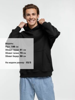Худи оверсайз Kulonga Comfort Heavy, черное — изображение 4
