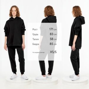 Худи унисекс H1, черное — изображение 4