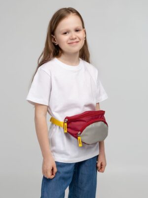 Поясная сумка детская Kiddo, бордовая с серым — изображение 5