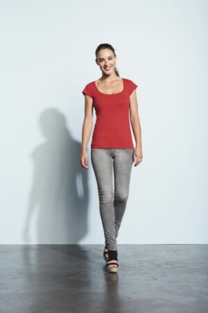 Футболка женская Melrose 150 с глубоким вырезом, ярко-синяя (royal) — изображение 4