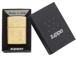 Зажигалка ZIPPO Venetian с покрытием High Polish Brass, латунь/сталь, золотистая, 38x13x57 мм — изображение 4