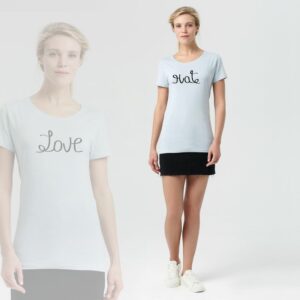 Футболка женская Hate-Love, голубая — изображение 4