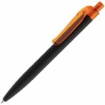 Ручка шариковая Prodir QS01 PRT-T Soft Touch, черная с оранжевым