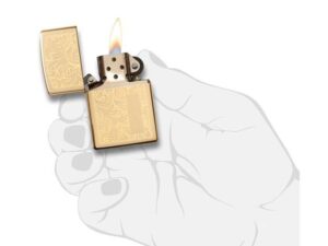 Зажигалка ZIPPO Venetian с покрытием High Polish Brass, латунь/сталь, золотистая, 38x13x57 мм — изображение 3
