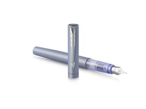 Перьевая ручка Parker Vector XL Silver Blue CT, цвет чернил blue, перо: F/M, в подарочной упаковке. — изображение 3