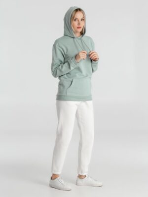 Толстовка с капюшоном унисекс Hoodie, серо-зеленая — изображение 7