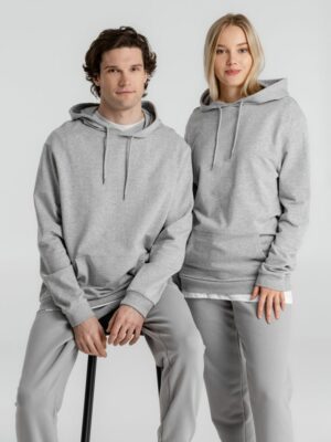 Толстовка с капюшоном унисекс Hoodie, серый меланж — изображение 16