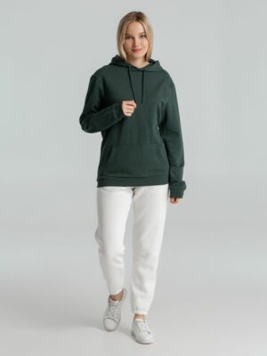 Толстовка с капюшоном унисекс Hoodie, темно-зеленый меланж — изображение 7