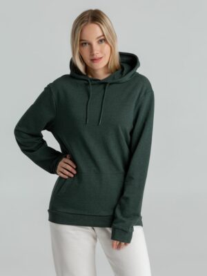 Толстовка с капюшоном унисекс Hoodie, темно-зеленый меланж — изображение 6