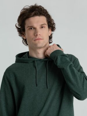 Толстовка с капюшоном унисекс Hoodie, темно-зеленый меланж — изображение 10