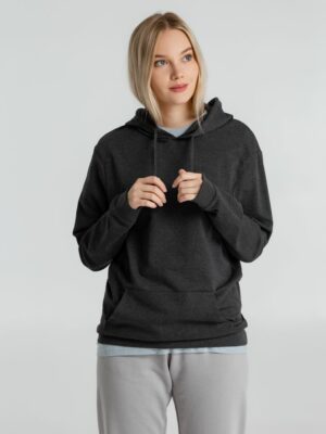 Толстовка с капюшоном унисекс Hoodie, серый меланж (антрацит) — изображение 12