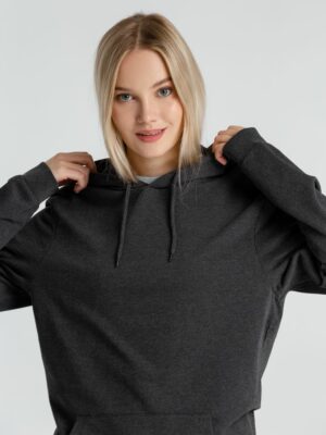 Толстовка с капюшоном унисекс Hoodie, серый меланж (антрацит) — изображение 14