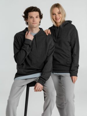 Толстовка с капюшоном унисекс Hoodie, серый меланж (антрацит) — изображение 17