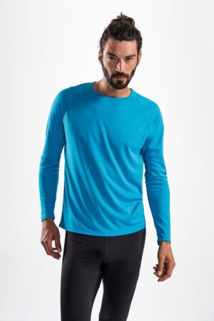 Футболка с длинным рукавом Sporty LSL Men, ярко-бирюзовая — изображение 4