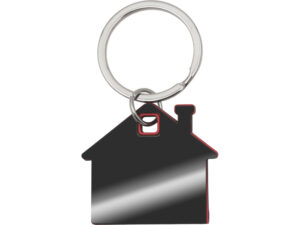 Металлический брелок с пластиковой цветной вставкой SteelPop House, серебристый с красным — изображение 2