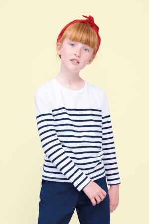 Футболка детская с длинным рукавом Matelot LSL Kids, белая с синим — изображение 4