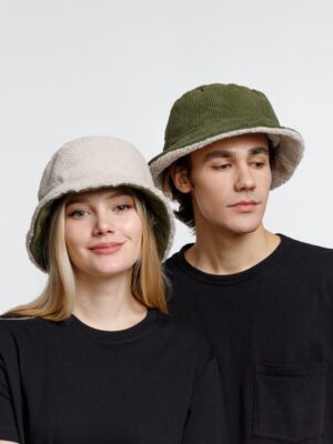 Панама Bucket двусторонняя утепленная, хаки с бежевым — изображение 7