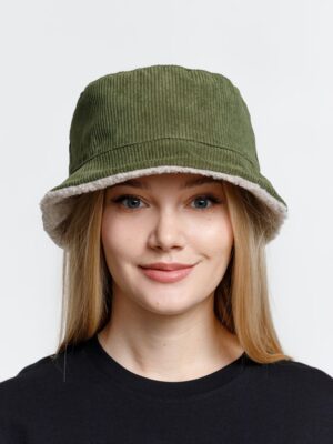 Панама Bucket двусторонняя утепленная, хаки с бежевым — изображение 3