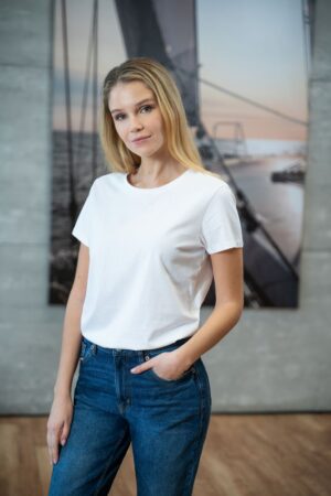 Футболка женская Ladies American U, темно-синяя — изображение 5