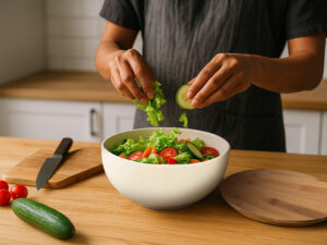 Салатник Bowl с бамбуковой крышкой, бежевый — изображение 11