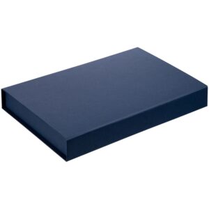 Коробка Silk с ложементом под ежедневник 13x21 см, флешку и ручку, ver. 2, темно-синяя — изображение 2