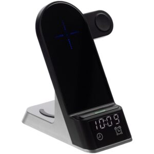 Зарядная станция с часами E-Store для смартфона, часов и наушников, черная — изображение 2