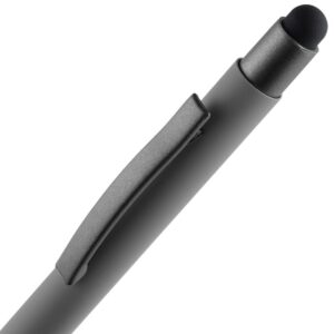 Ручка шариковая Atento Soft Touch со стилусом, серая — изображение 4