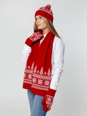 Шапка Elnik, красная с молочно-белым — изображение 5