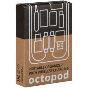 Органайзер с беспроводной зарядкой и набором адаптеров Octopod, черный — изображение 9