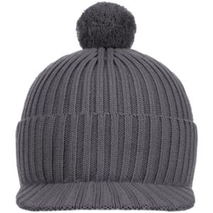 Вязаная шапка с козырьком Peaky, серая (антрацит) — изображение 4