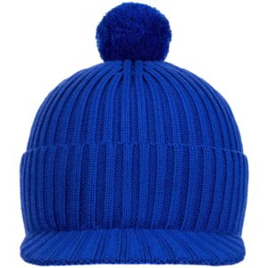 Вязаная шапка с козырьком Peaky, синяя (василек) — изображение 4