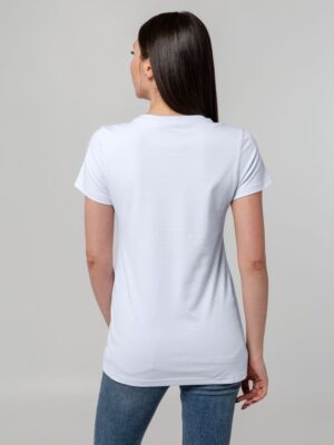 Футболка женская T-bolka Stretch Lady, белая (холодный оттенок) — изображение 7