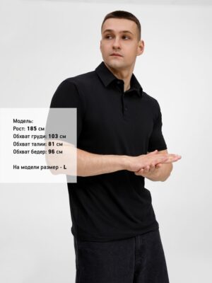 Рубашка поло унисекс Senti, черная — изображение 4