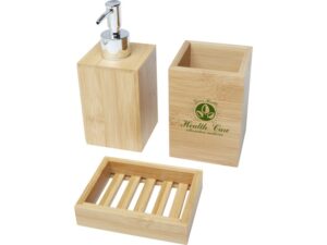 Набор из 3 аксессуаров из бамбука для ванной комнаты Hedon, natural — изображение 4