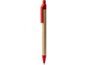 Ручка шариковая ALDER из переработанного картона, натуральный/красный — изображение 2