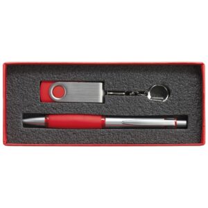 Коробка Notes с ложементом для ручки и флешки, красная — изображение 5